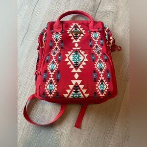 Red Patterned Backpack